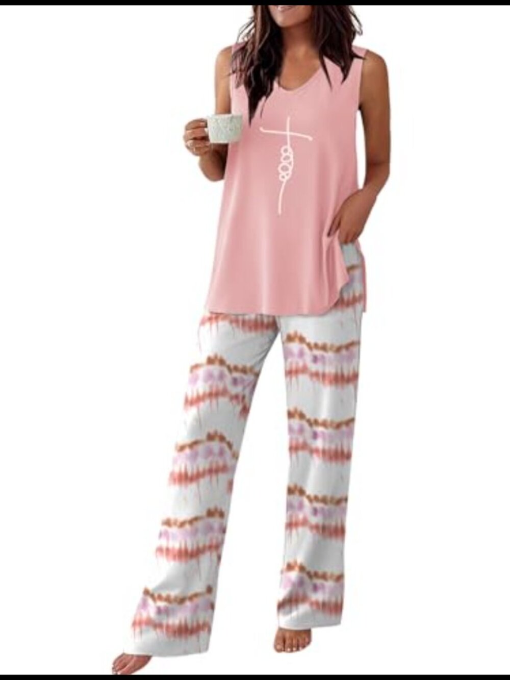 Sleeveless Tank Top and Pants Lounge Pajama Set